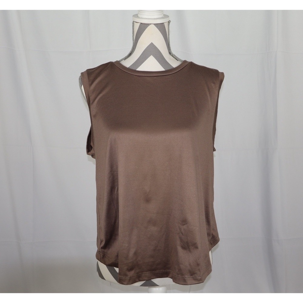 good hYOUman Crossover Back Muscle Tank Top M Brown Lovers Of hYOUmanity